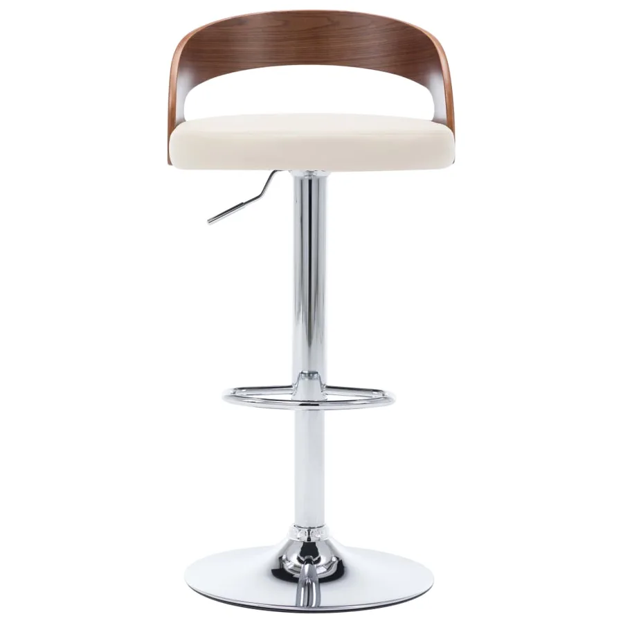 Tabourets de bar lot de 2 crème similicuir et bois courbé - 4
