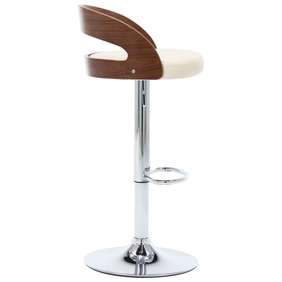 Tabourets de bar lot de 2 crème similicuir et bois courbé - 5