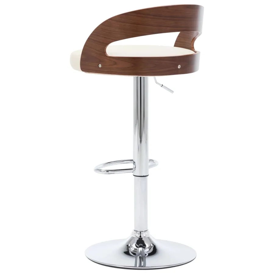 Tabourets de bar lot de 2 crème similicuir et bois courbé - 6