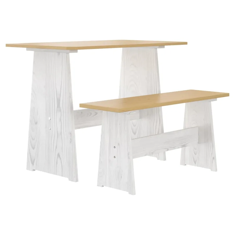 Ensemble à manger REINE 3 pcs marron miel blanc bois pin massif - 7