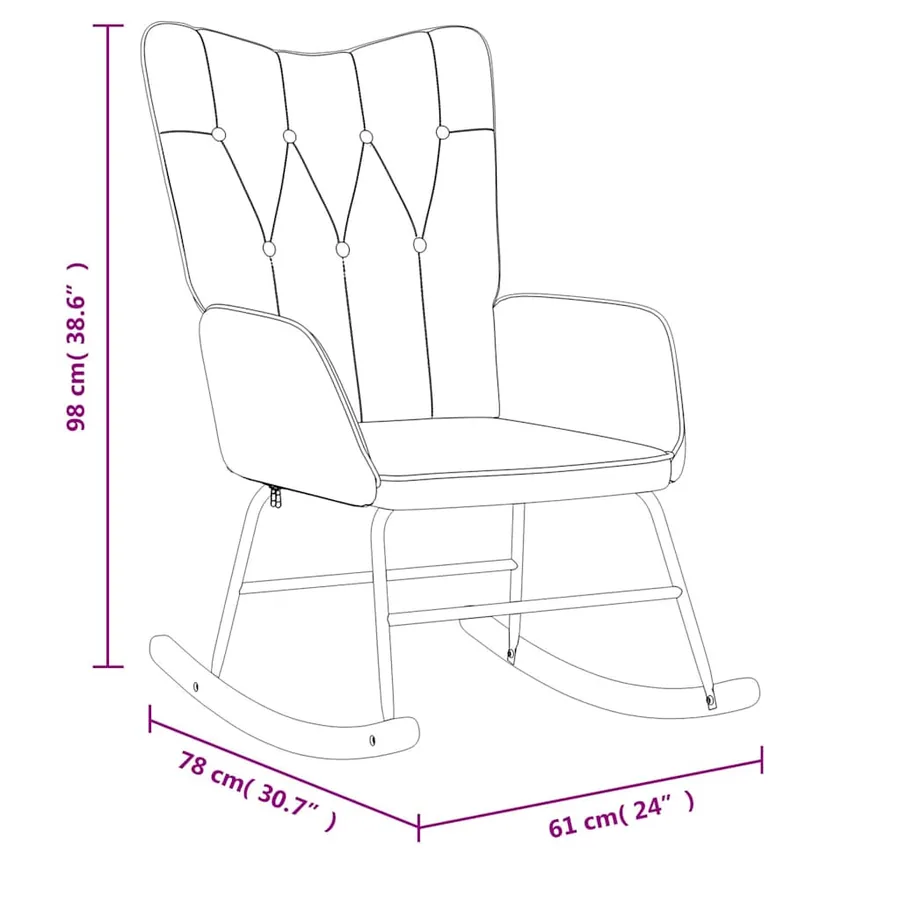 Chaise à bascule Noir Tissu - 8