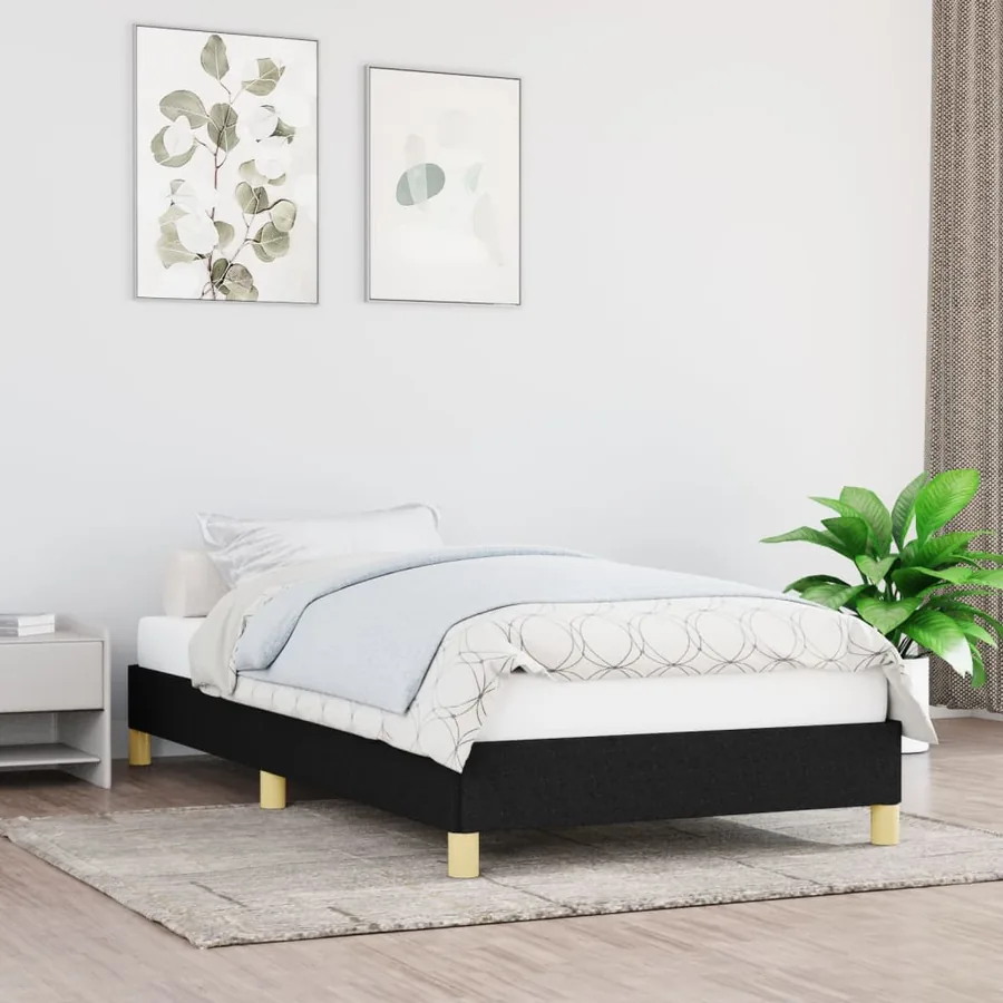 Cadre de lit sans matelas noir 90x190 cm tissu