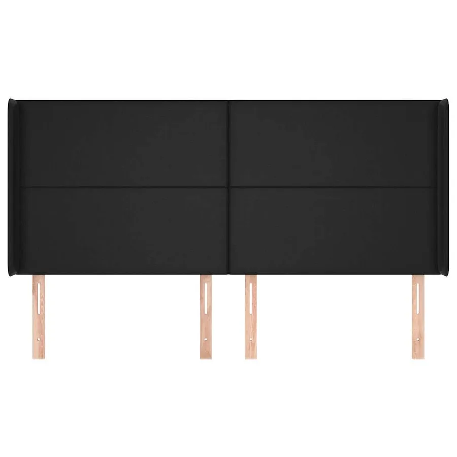 Tête de lit avec oreilles Noir 163x16x118/128 cm Similicuir - 3