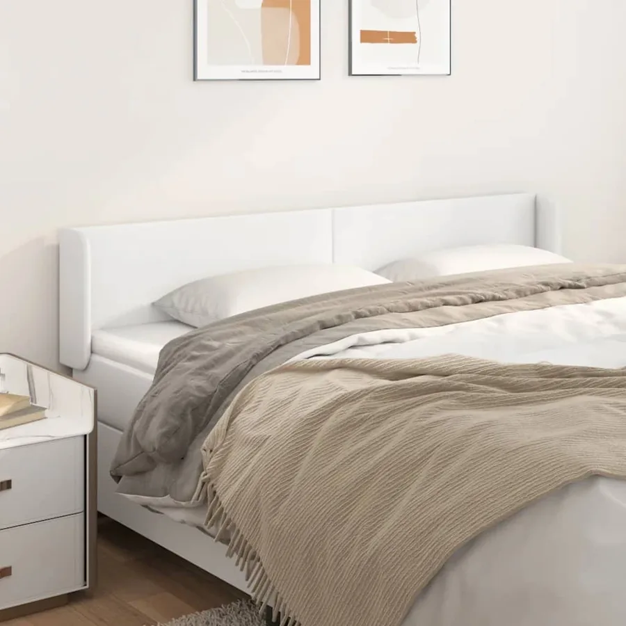 Tête de lit avec oreilles Blanc 163x16x78/88 cm Similicuir
