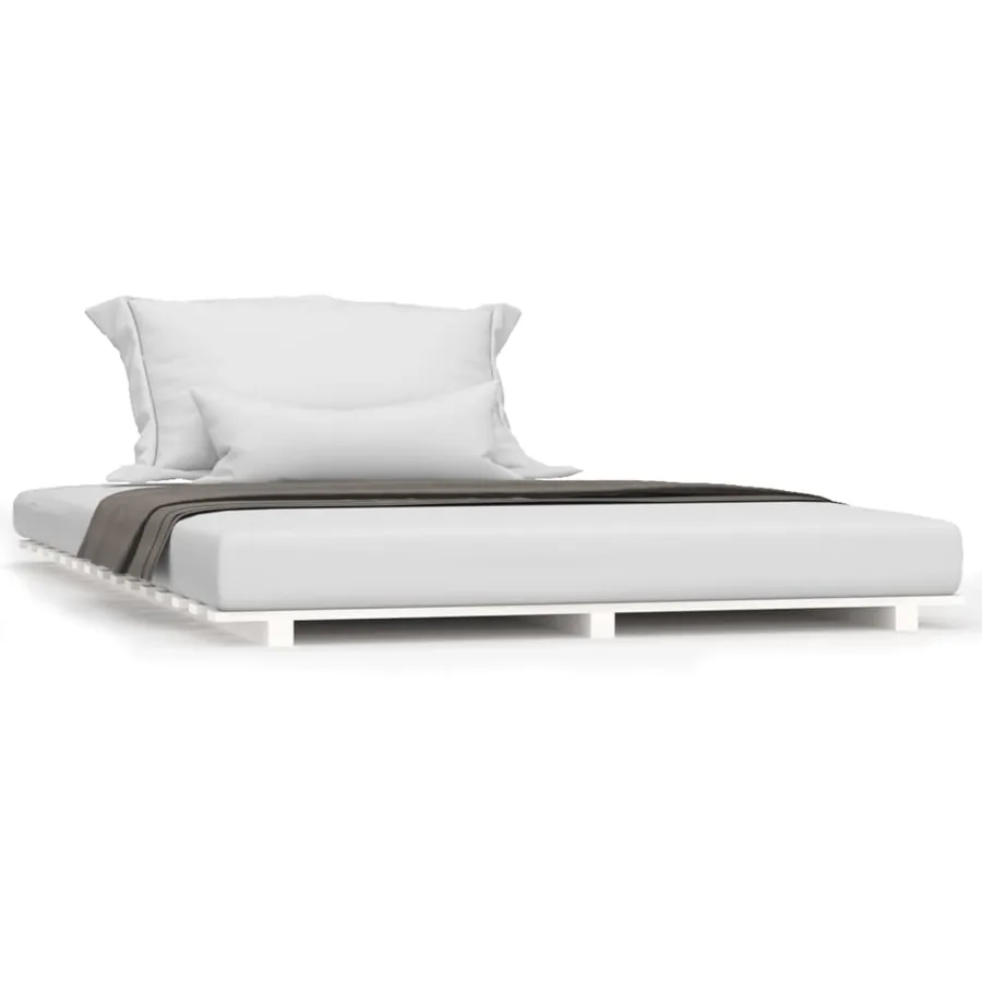 Cadre de lit sans matelas blanc 140x200 cm bois de pin massif - 2