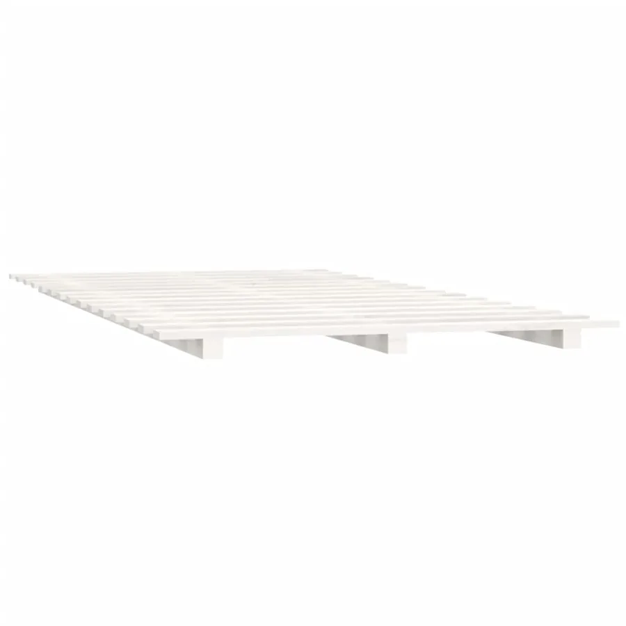 Cadre de lit sans matelas blanc 140x200 cm bois de pin massif - 4