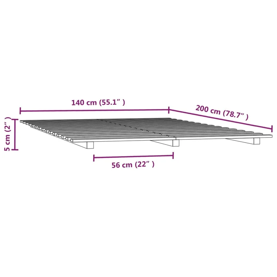 Cadre de lit sans matelas blanc 140x200 cm bois de pin massif - 8