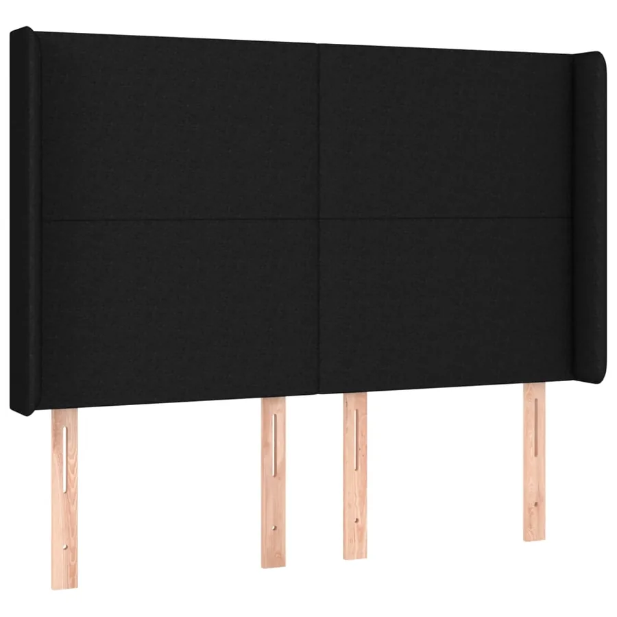 Tête de lit avec oreilles Noir 147x16x118/128 cm Tissu - 2