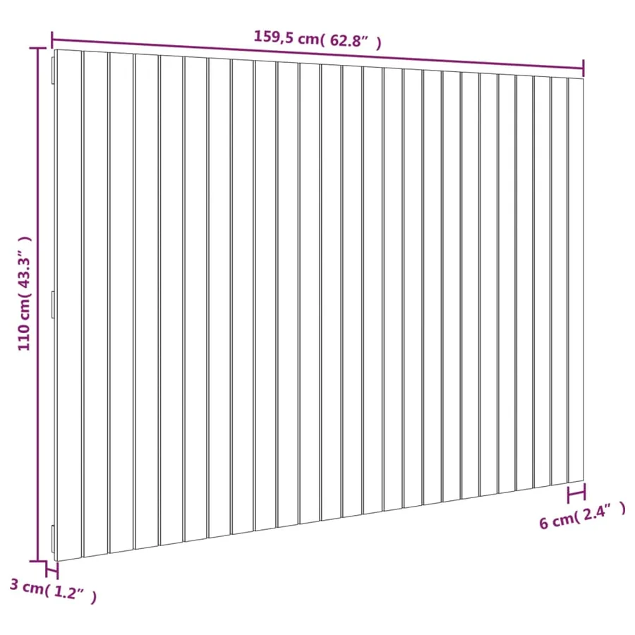 Tête de lit murale 159,5x3x110 cm Bois massif de pin - 8