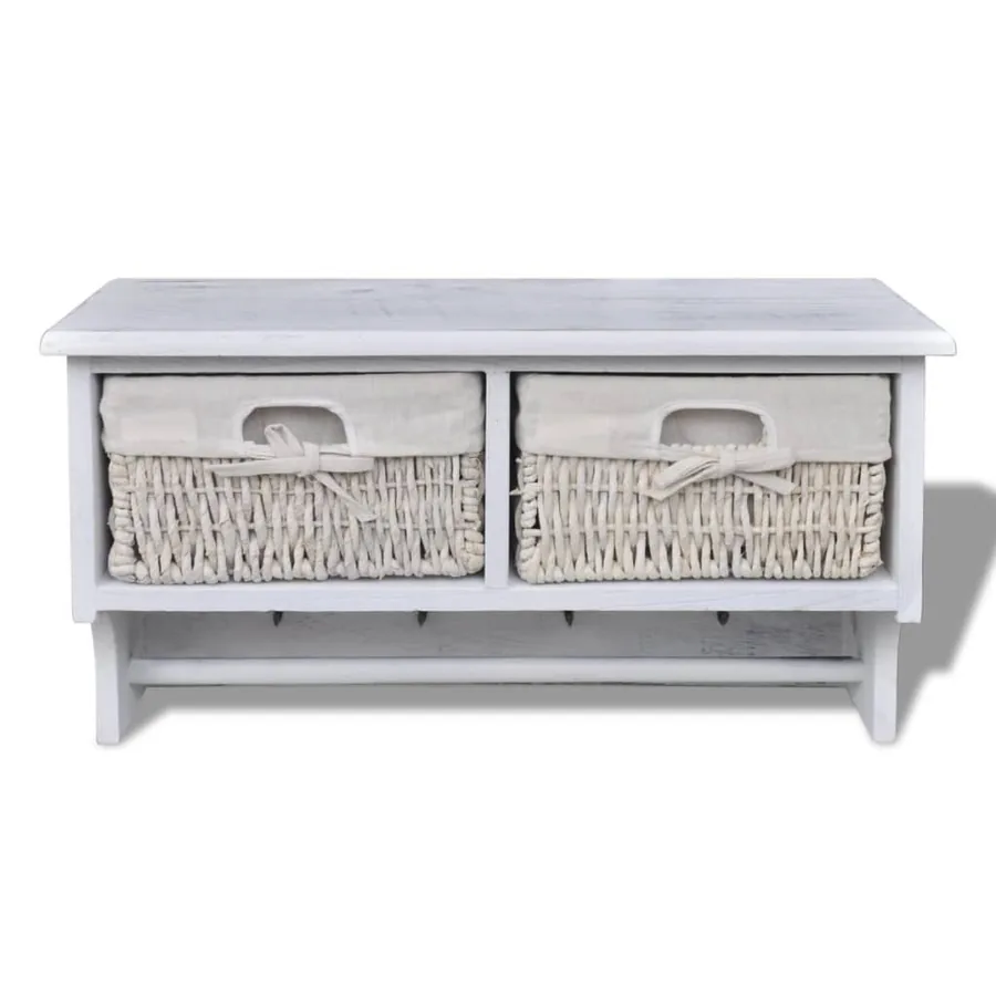 Porte-manteau Blanc 60x23,5x33 cm Bois de Paulownia - 2