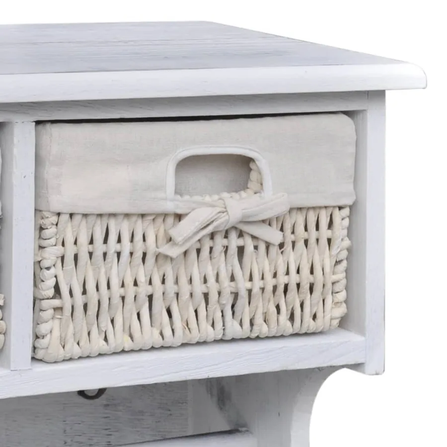 Porte-manteau Blanc 60x23,5x33 cm Bois de Paulownia - 3