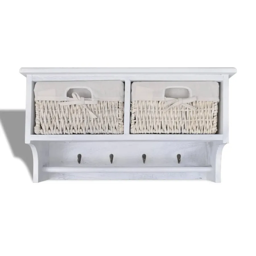 Porte-manteau Blanc 60x23,5x33 cm Bois de Paulownia - 5