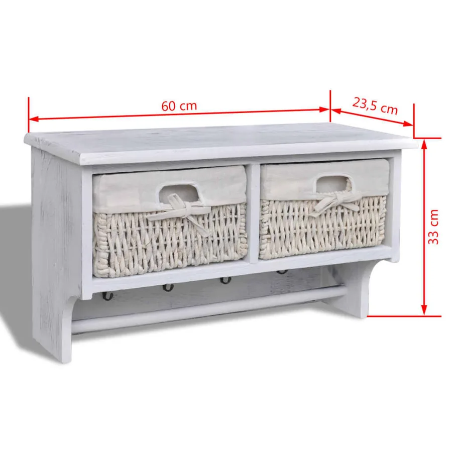 Porte-manteau Blanc 60x23,5x33 cm Bois de Paulownia - 8