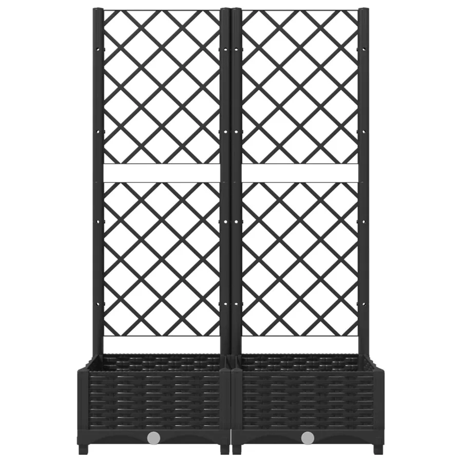 Jardinière avec treillis Noir 80x40x121,5 cm PP - 3
