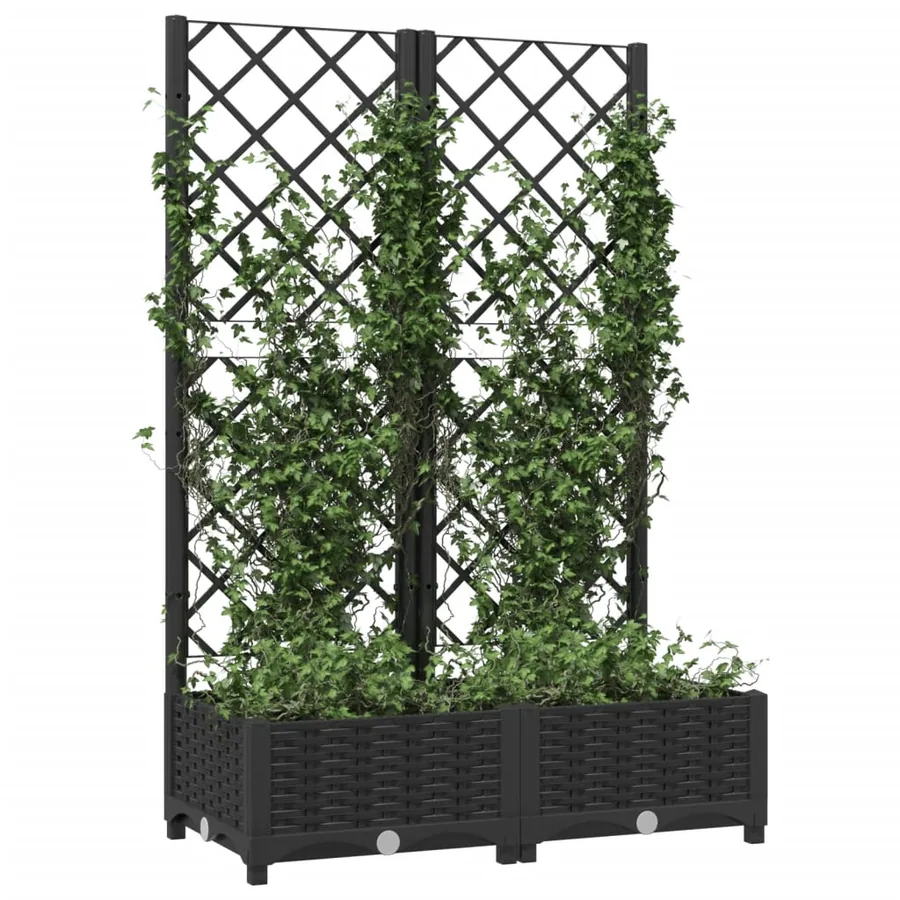 Jardinière avec treillis Noir 80x40x121,5 cm PP - 7