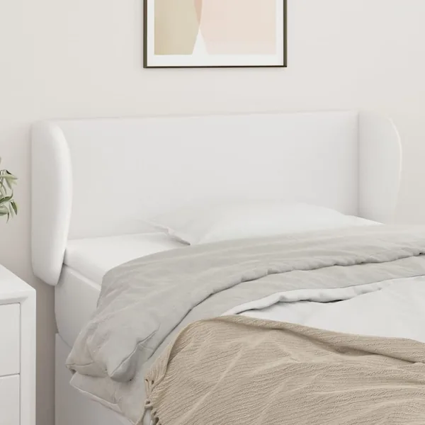Tête de lit avec oreilles Blanc 83x23x78/88 cm Similicuir