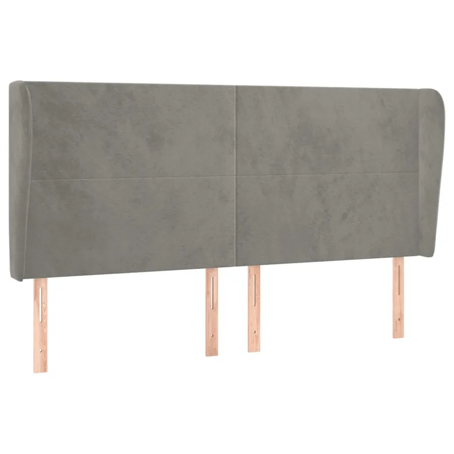 Tête de lit avec oreilles Gris clair 163x23x118/128 cm Velours - 2