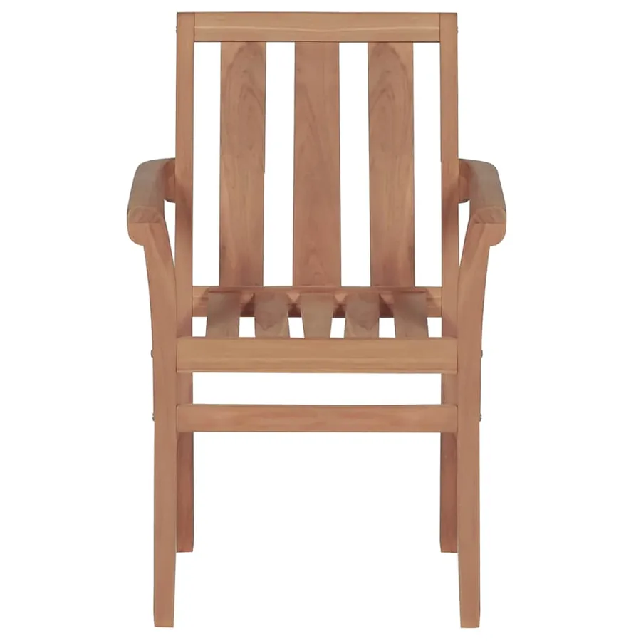 Chaises de jardin empilables avec coussins lot de 4 Teck solide - 5