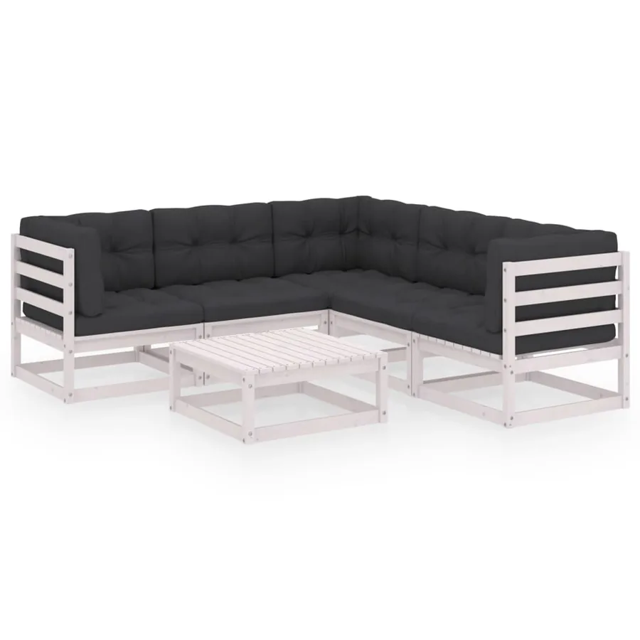 Salon de jardin 6 pcs avec coussins Bois de pin massif - 2
