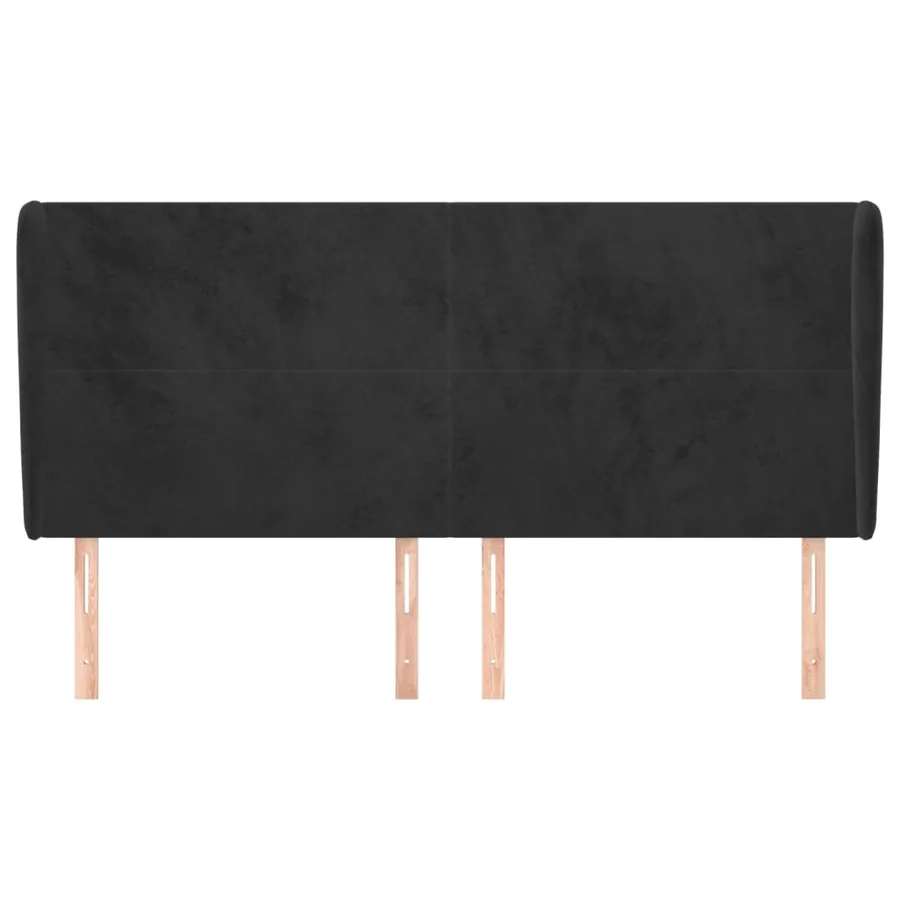 Tête de lit avec oreilles Noir 163x23x118/128 cm Velours - 3