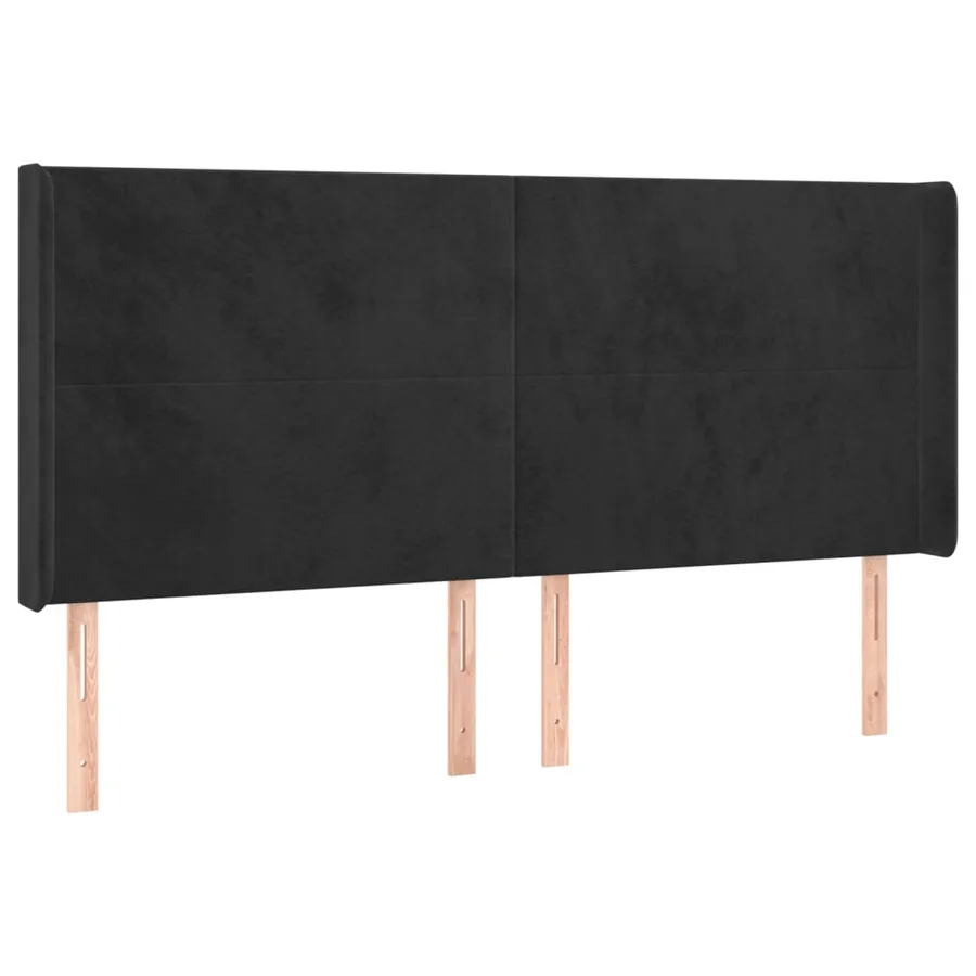Tête de lit avec oreilles Noir 163x16x118/128 cm Velours - 2