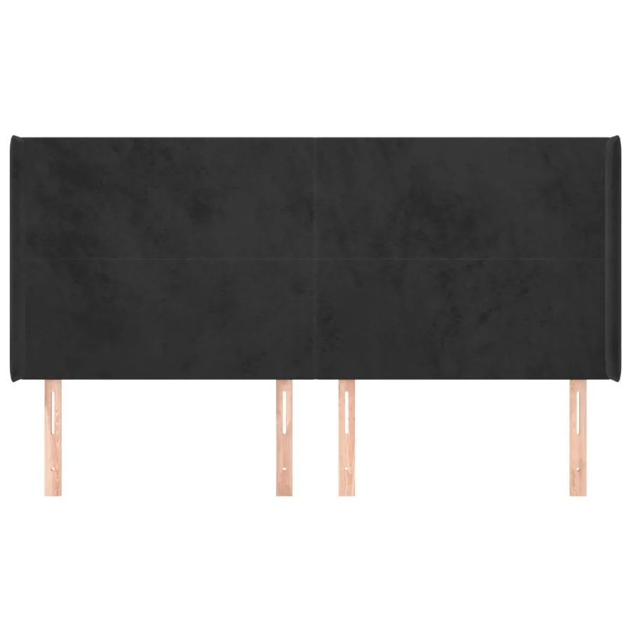 Tête de lit avec oreilles Noir 163x16x118/128 cm Velours - 3