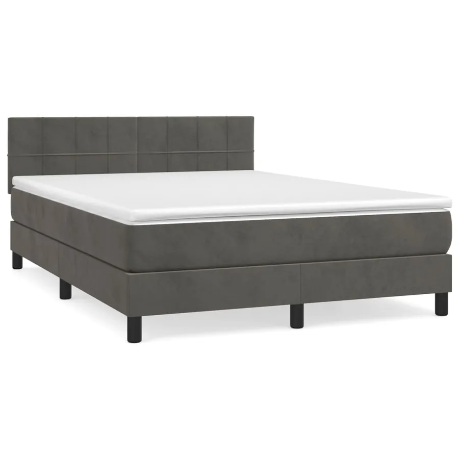 Sommier à lattes de lit et matelas Gris foncé 140x190cm Velours - 2