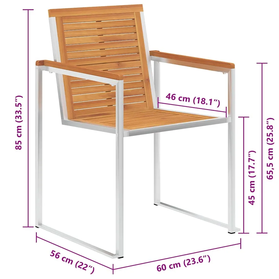 Chaises de jardin lot de 6 avec coussins Bois d'acacia solide - 8