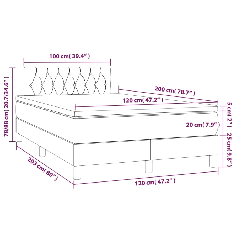 Sommier à lattes de lit avec matelas Gris clair 120x200cm Tissu - 7