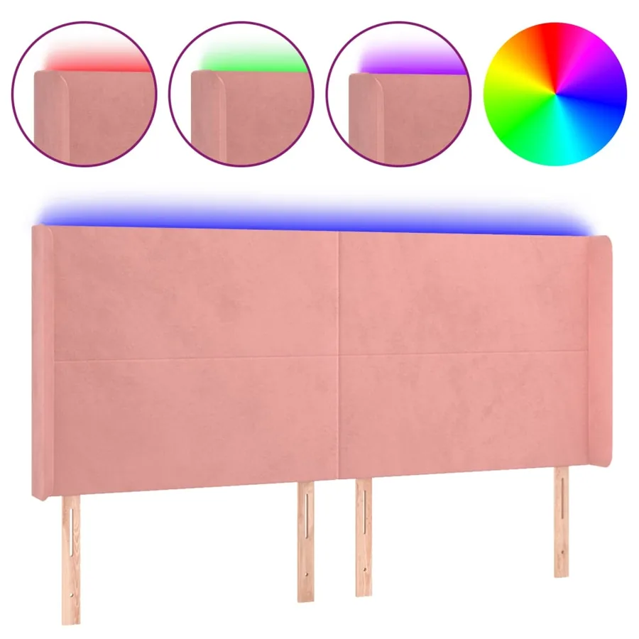 Tête de lit à LED Rose 163x16x118/128 cm Velours - 2