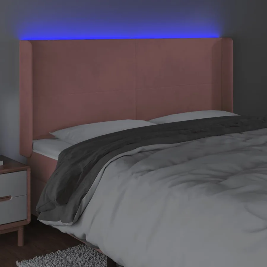 Tête de lit à LED Rose 163x16x118/128 cm Velours - 4