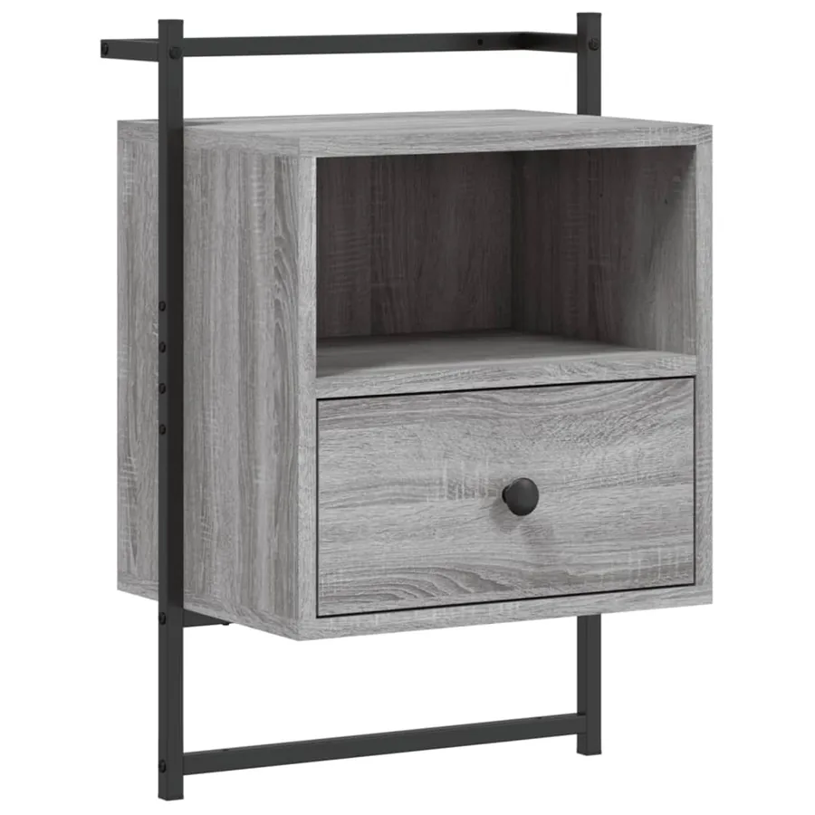 Table de chevet murale sonoma gris 40x30x61cm bois d'ingénierie - 2