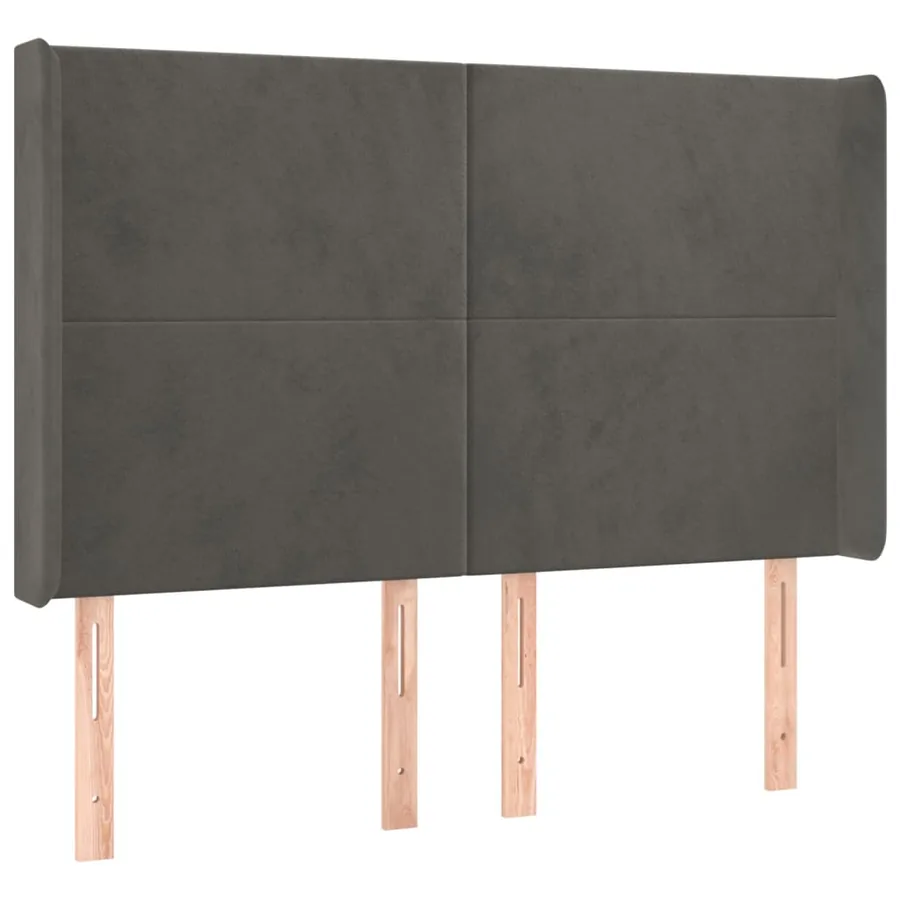 Tête de lit avec oreilles Gris foncé 147x16x118/128 cm Velours - 2