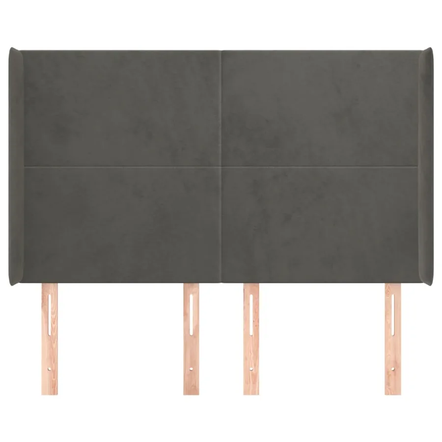 Tête de lit avec oreilles Gris foncé 147x16x118/128 cm Velours - 3