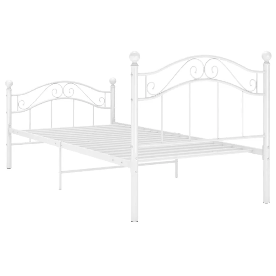 Cadre de lit sans matelas blanc métal 100x200 cm - 5