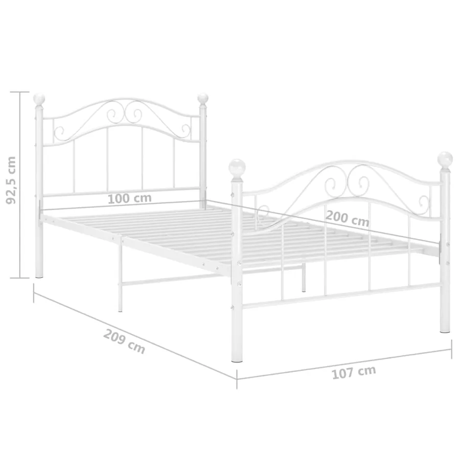 Cadre de lit sans matelas blanc métal 100x200 cm - 8