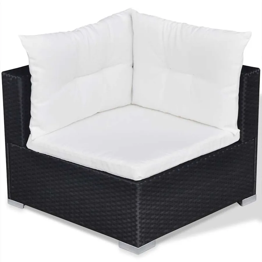 Salon de jardin 10 pcs avec coussins Résine tressée Noir - 7