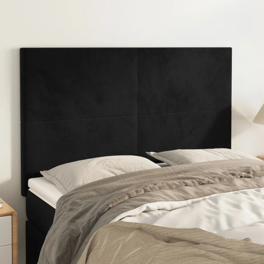Tête de lit Noir 144x5x118/128 cm Velours