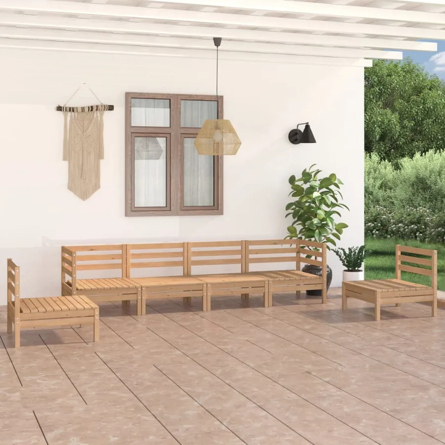 Salon de jardin 6 pcs Bois de pin massif
