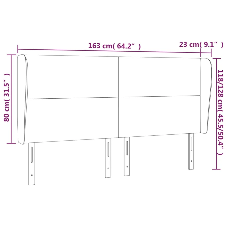 Tête de lit avec oreilles Gris clair 163x23x118/128 cm Tissu - 9