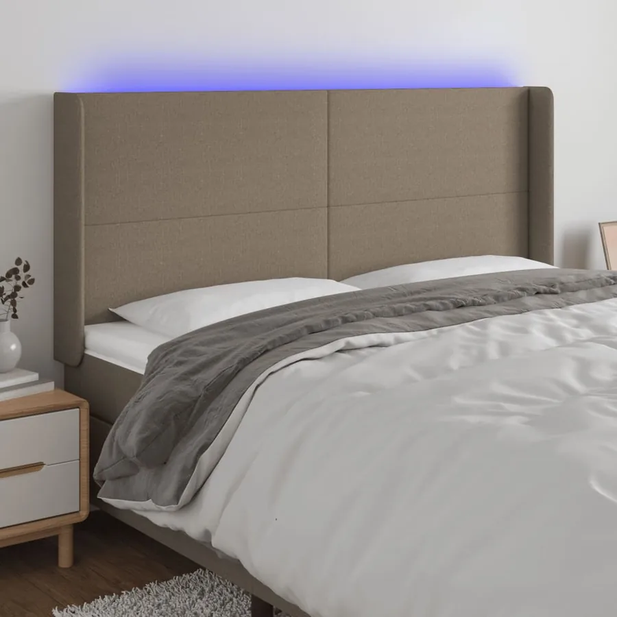 Tête de lit à LED Taupe 203x16x118/128 cm Tissu