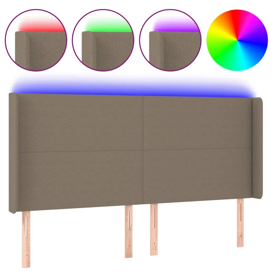 Tête de lit à LED Taupe 203x16x118/128 cm Tissu - 2
