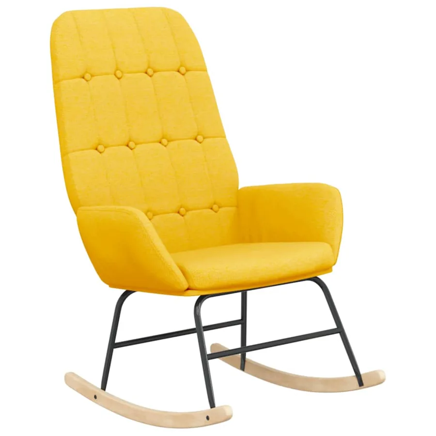 Chaise à bascule avec repose-pied Jaune moutarde Tissu - 4
