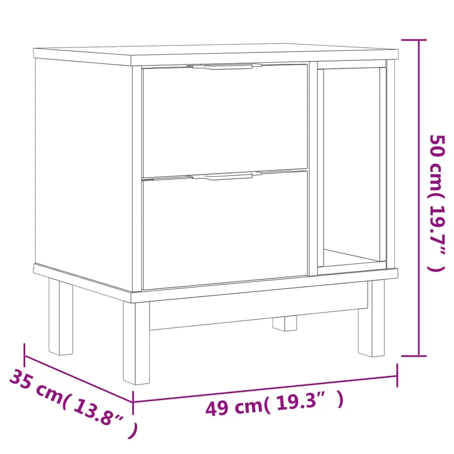 Table de chevet FLAM 49x35x50 cm bois de pin massif - 10