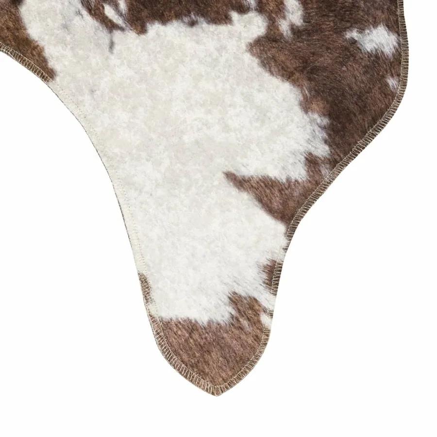 Tapis marron et blanc motif vache lavable - 4