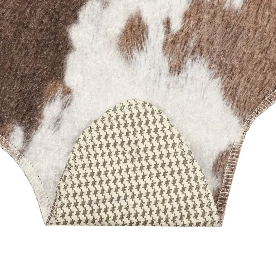 Tapis marron et blanc motif vache lavable - 5