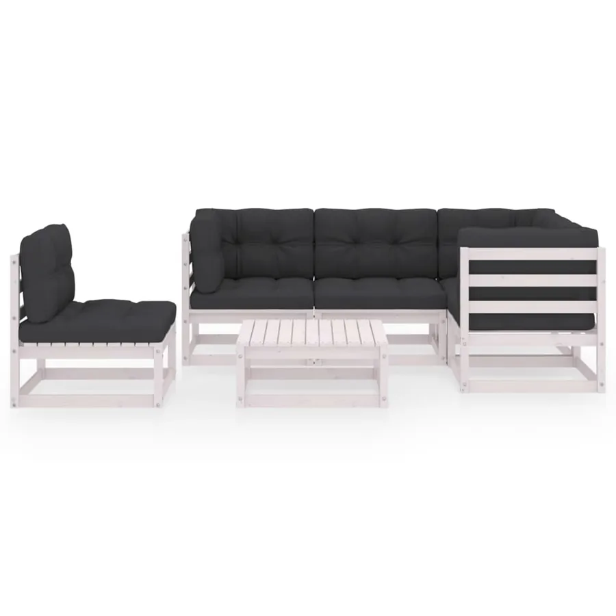 Salon de jardin 6 pcs avec coussins Bois de pin massif - 3
