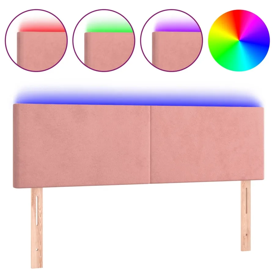 Tête de lit à LED Rose 144x5x78/88 cm Velours - 2