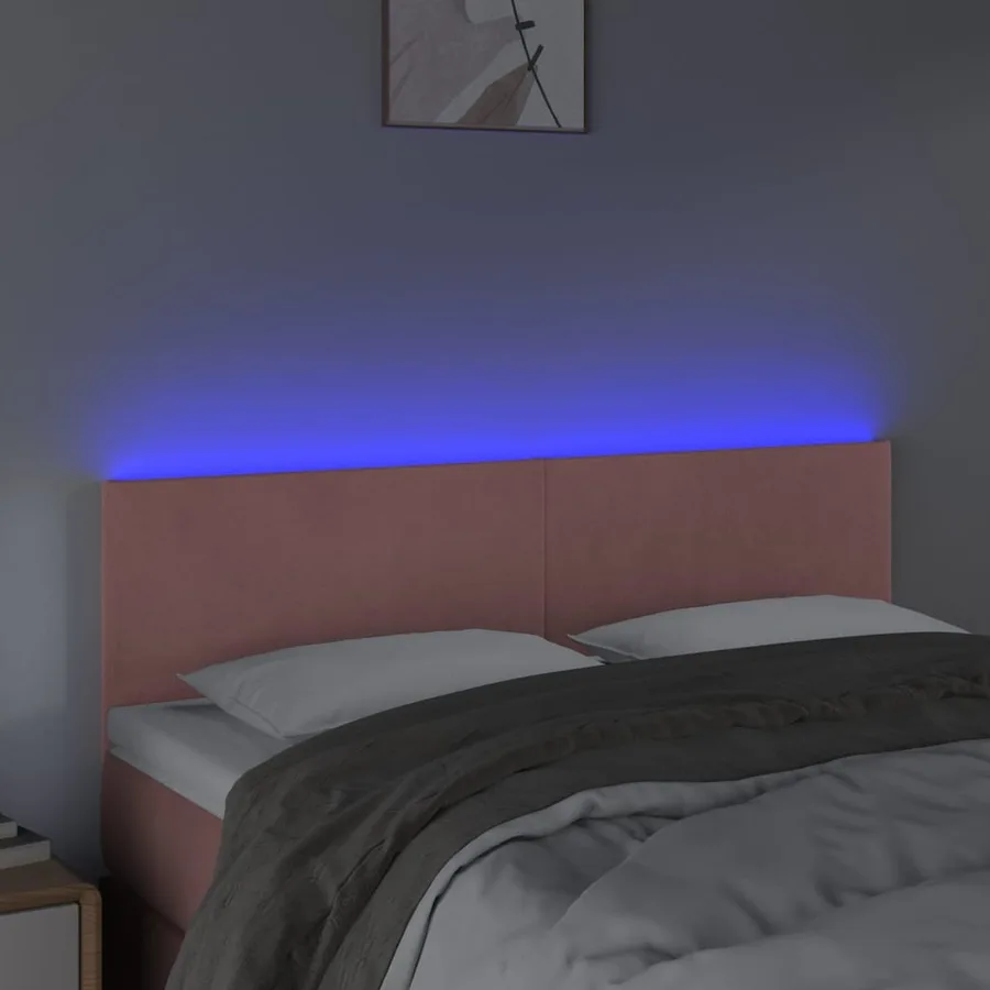 Tête de lit à LED Rose 144x5x78/88 cm Velours - 3
