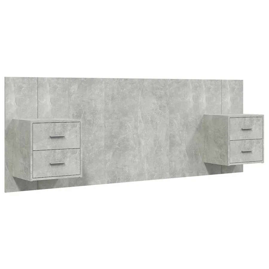 Tête de lit avec armoires Gris béton Bois d'ingénierie - 2